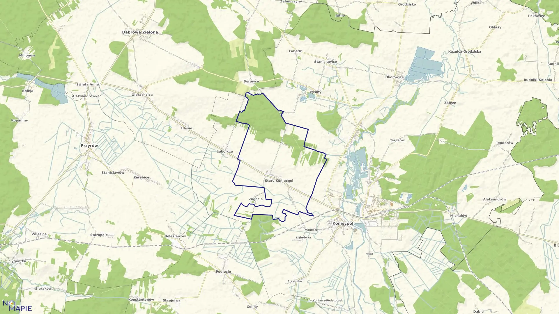 Mapa obrębu Koniecpol Stary w gminie Koniecpol