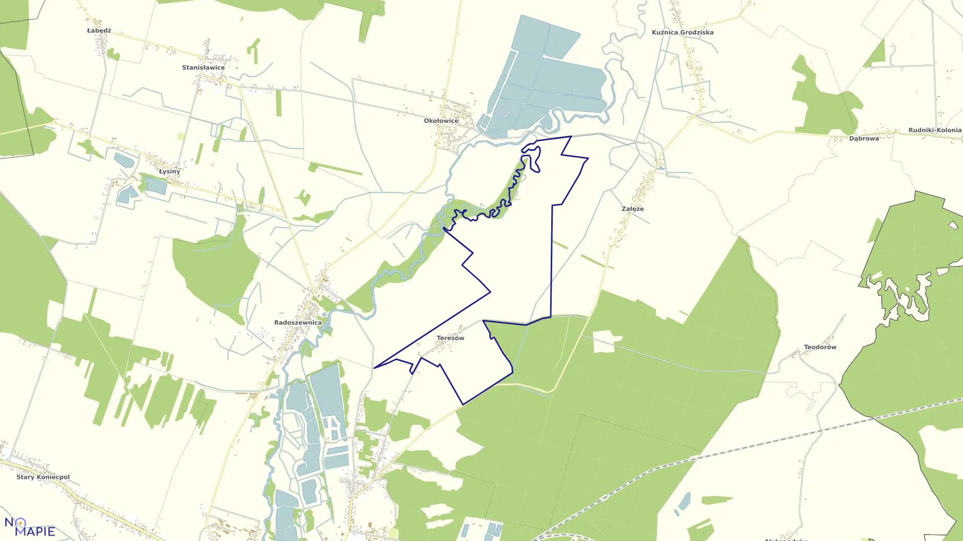 Mapa obrębu Teresów w gminie Koniecpol